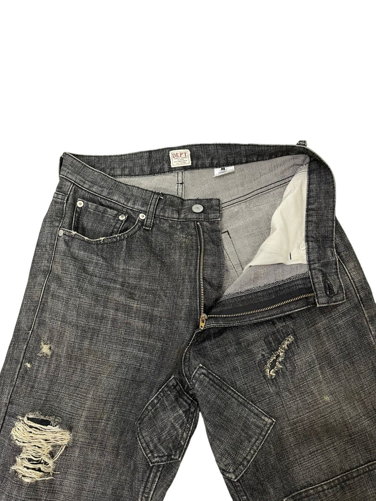 Japanese Brand Loose Jeans Dept Japan Patchwork Distress Denim 5🟦5 Size US 31 - 11 Thumbnail