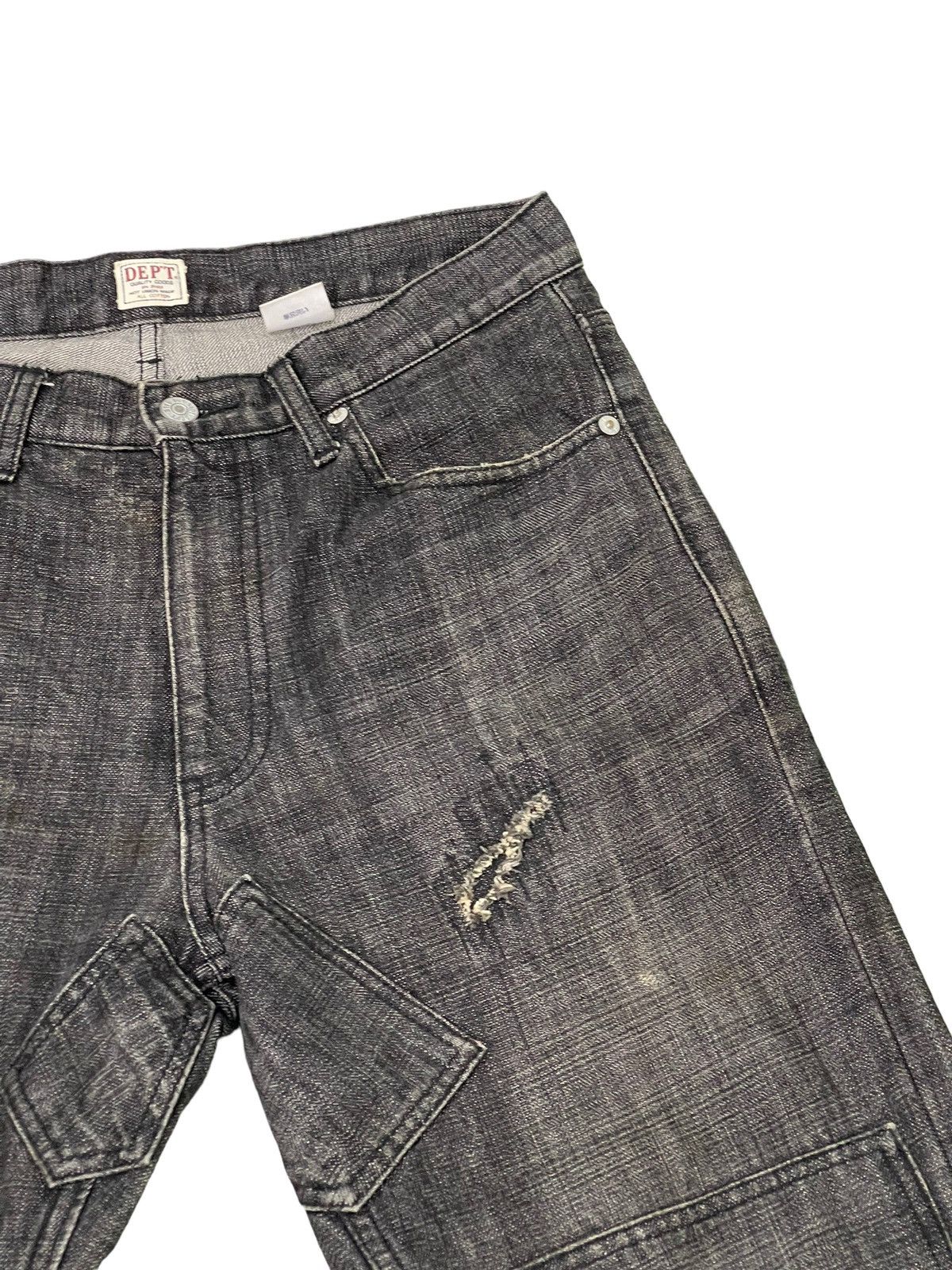 Japanese Brand Loose Jeans Dept Japan Patchwork Distress Denim 5🟦5 Size US 31 - 9 Thumbnail