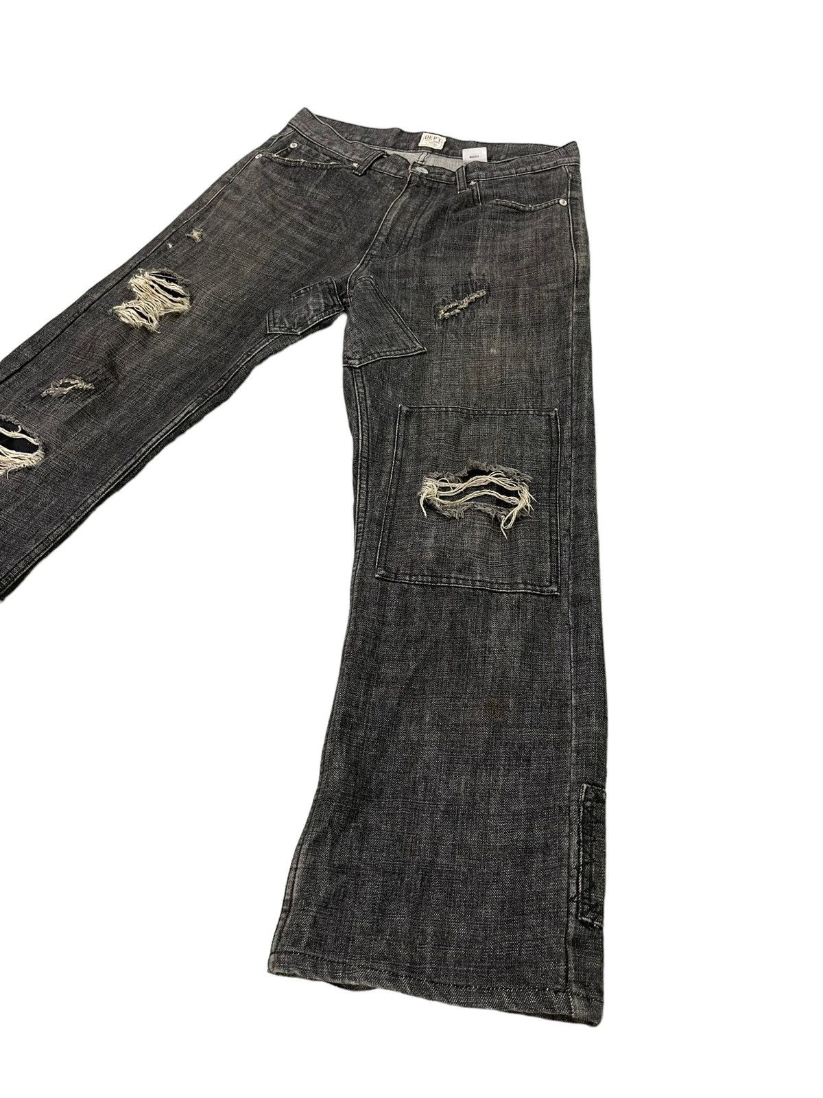 Japanese Brand Loose Jeans Dept Japan Patchwork Distress Denim 5🟦5 Size US 31 - 3 Thumbnail