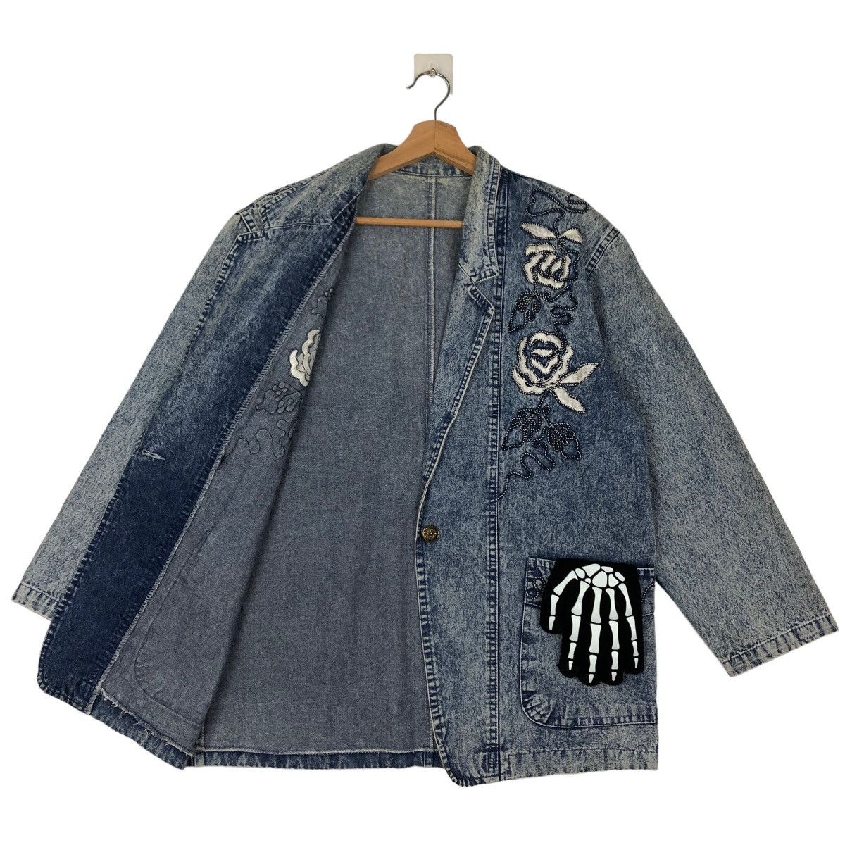 Japanese Brand VINTAGE DENIM BOMBER JACKET BIG LOGO ISSEY MIYAKE JAPAN Size US M / EU 48-50 / 2 - 8 Thumbnail