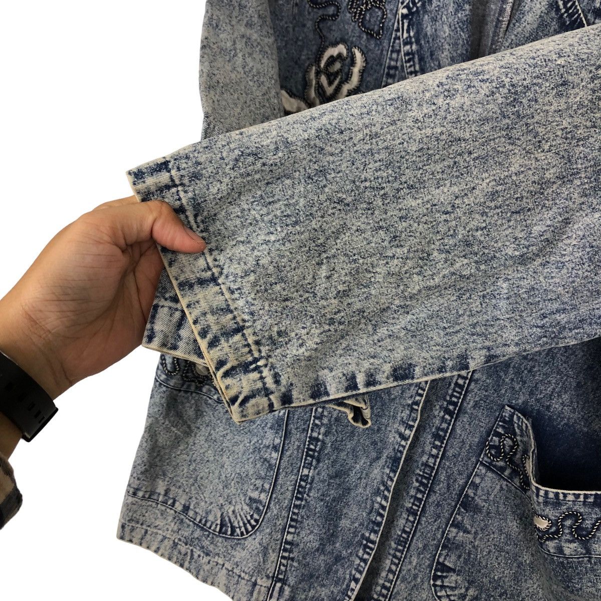 Japanese Brand VINTAGE DENIM BOMBER JACKET BIG LOGO ISSEY MIYAKE JAPAN Size US M / EU 48-50 / 2 - 11 Thumbnail