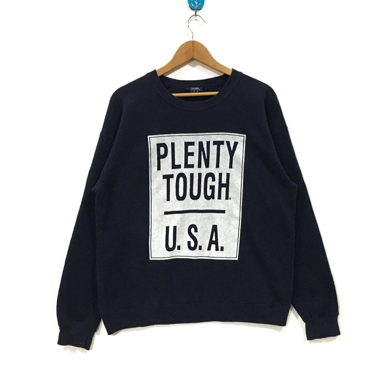 image of Made In USA x Vintage Plenty Tough Usa Big Logo Jumper Sweatshirt in Black, Men's (Size Large)