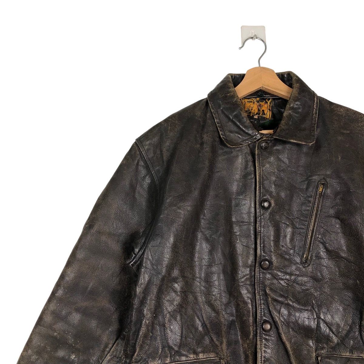 Genuine Leather TRUE VINTAGE 70’s LEATHER JACKET PARACHUTE BONDAGE BIKER Size US M / EU 48-50 / 2 - 6 Thumbnail