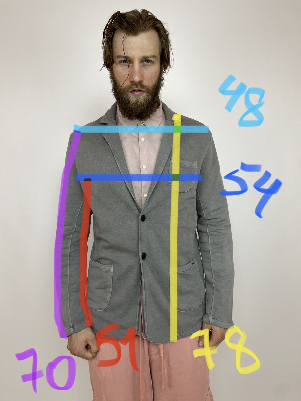 Other engbers Cotton Blazer washed gray Mens size L Size 50L - 17 Thumbnail