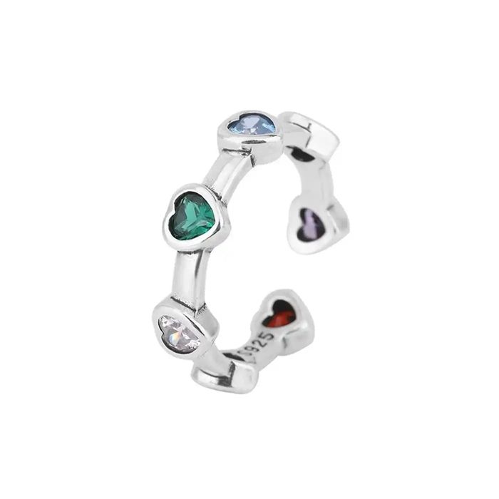 Vintage Heart ring with glass stones Size ONE SIZE - 2 Preview