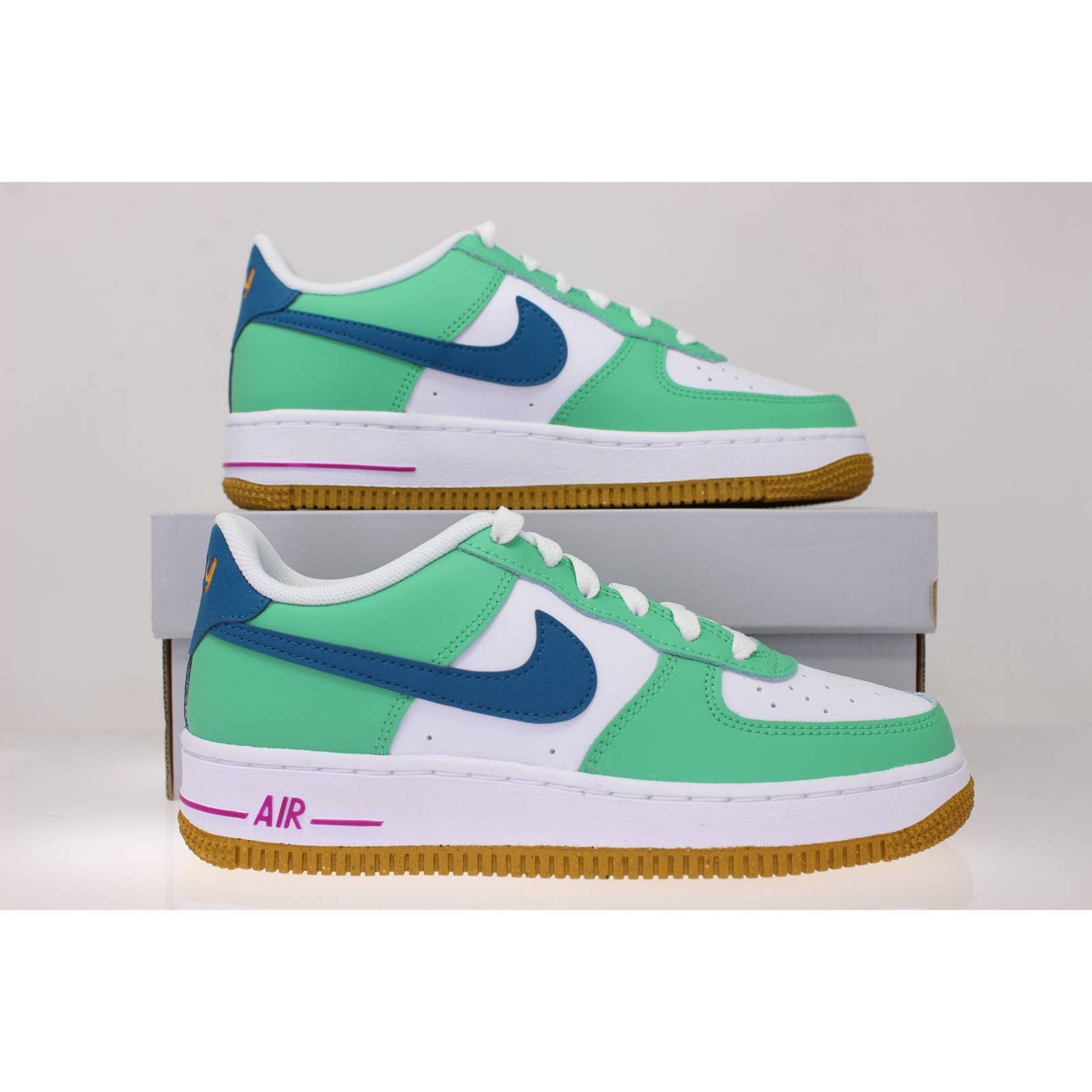 Grade School Nike Air Force 1 LV8 - White/Green Abyss
