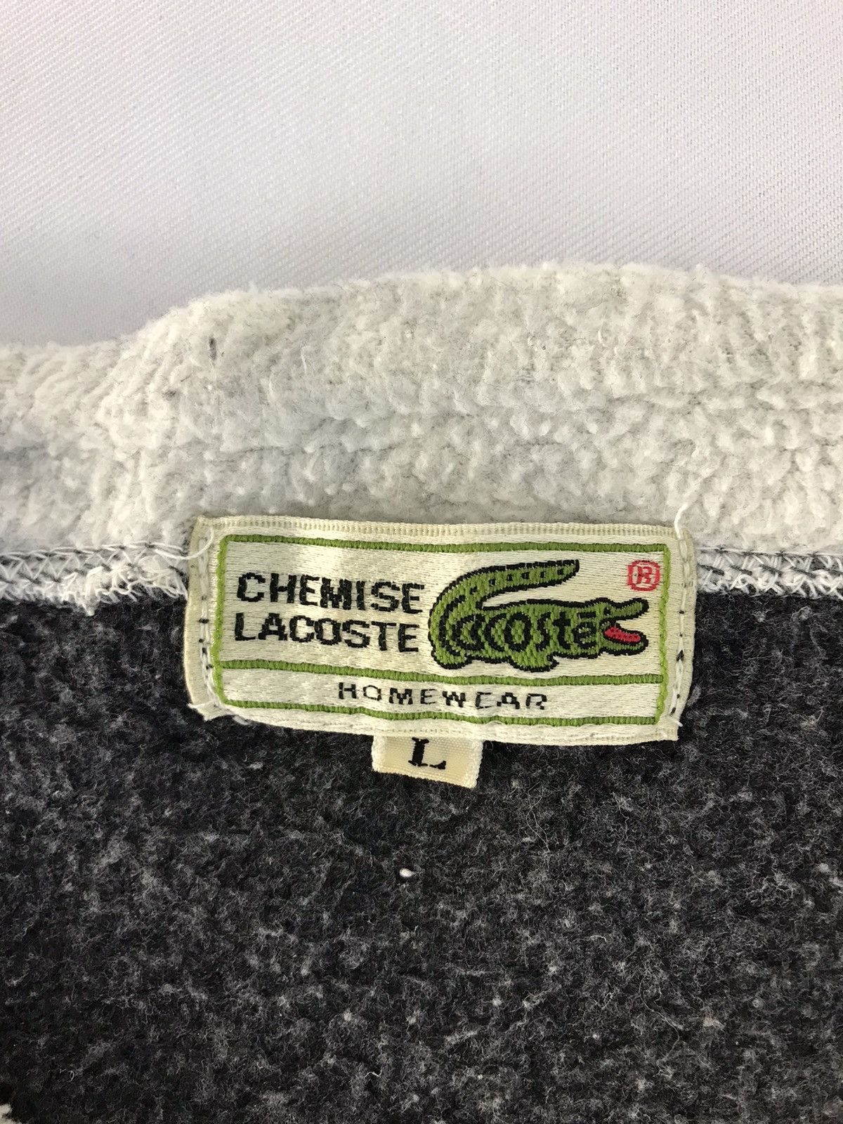 Lacoste × Vintage Chemise Lacoste Homewear Fleece Sweatshirt V Neck Design Size US L / EU 52-54 / 3 - 5 Thumbnail