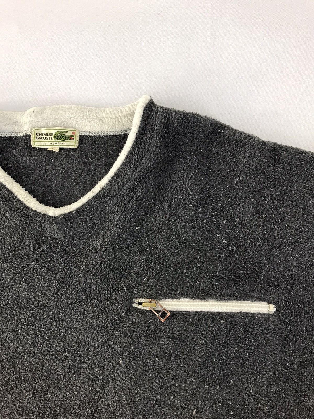 Lacoste × Vintage Chemise Lacoste Homewear Fleece Sweatshirt V Neck Design Size US L / EU 52-54 / 3 - 4 Thumbnail