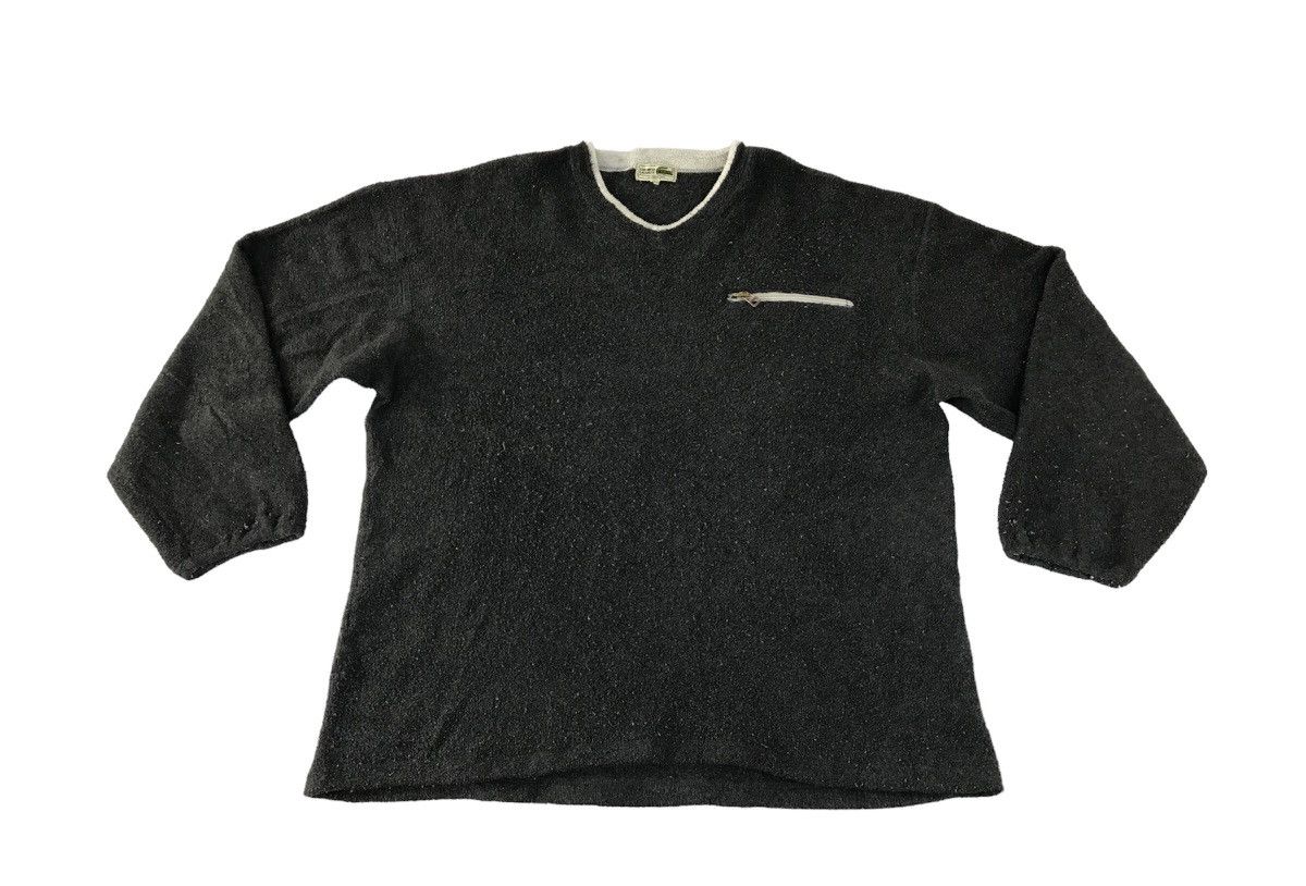 image of Chemise Lacoste Homewear Fleece Sweatshirt V Neck Design in Black, Men's (Size Large)
