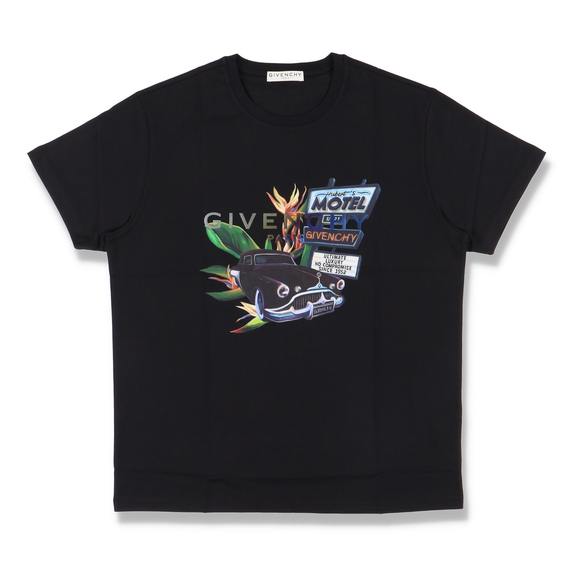 image of Givenchy Black Metallic Motel Logo T-Shirt, Men's (Size Small)