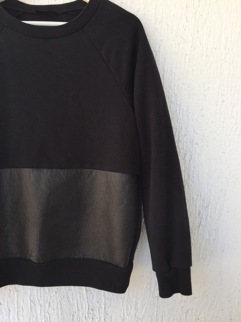 Les Hommes Black Leather Panel Sweatshirt Size US S / EU 44-46 / 1 - 1 Thumbnail
