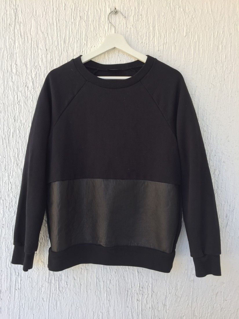 Les Hommes Black Leather Panel Sweatshirt Size US S / EU 44-46 / 1 - 2 Thumbnail