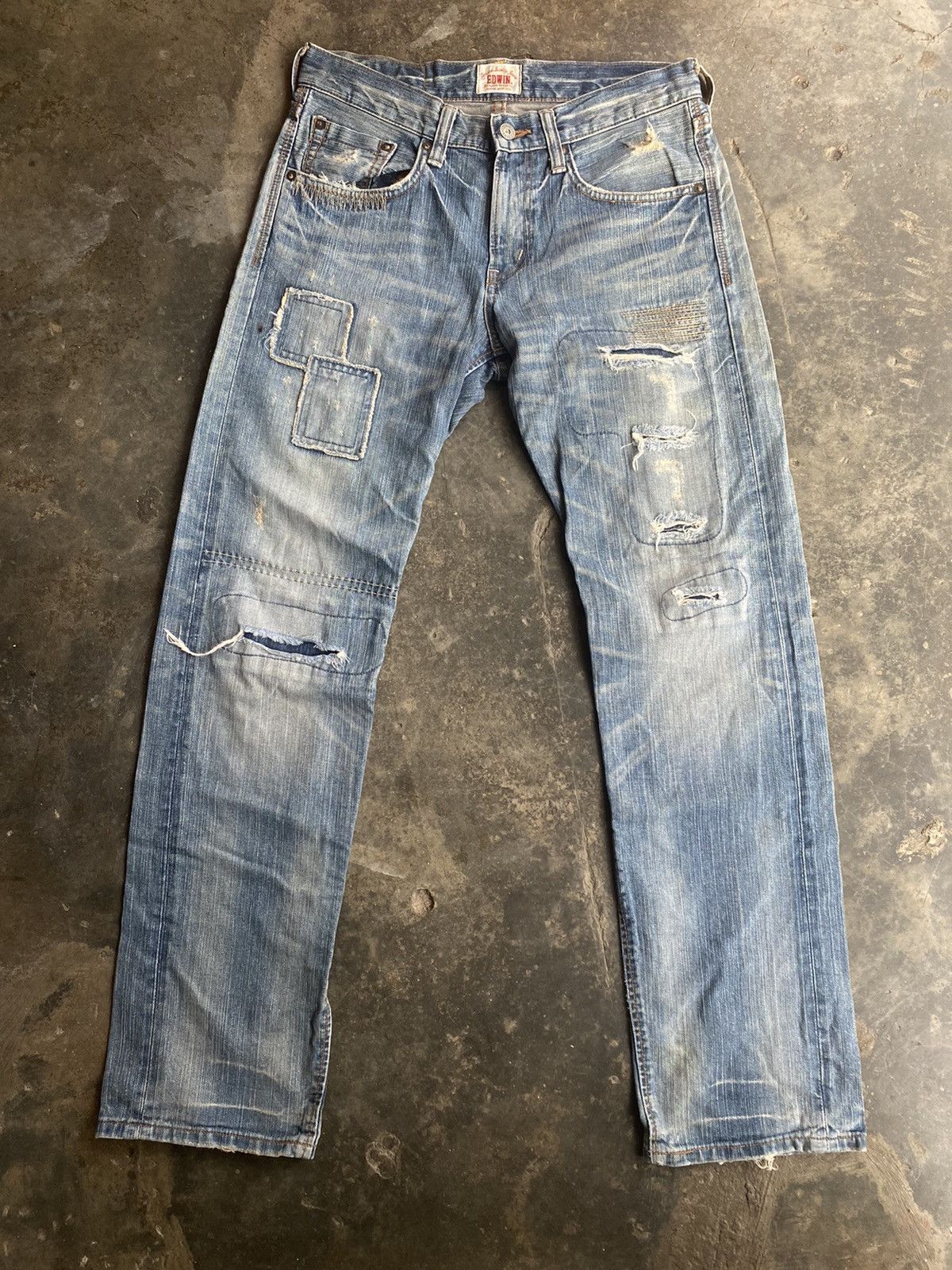 Edwin × Vintage Vintage Edwin Shasiko Boro Design Jeans Size US 32 / EU 48 - 1 Thumbnail