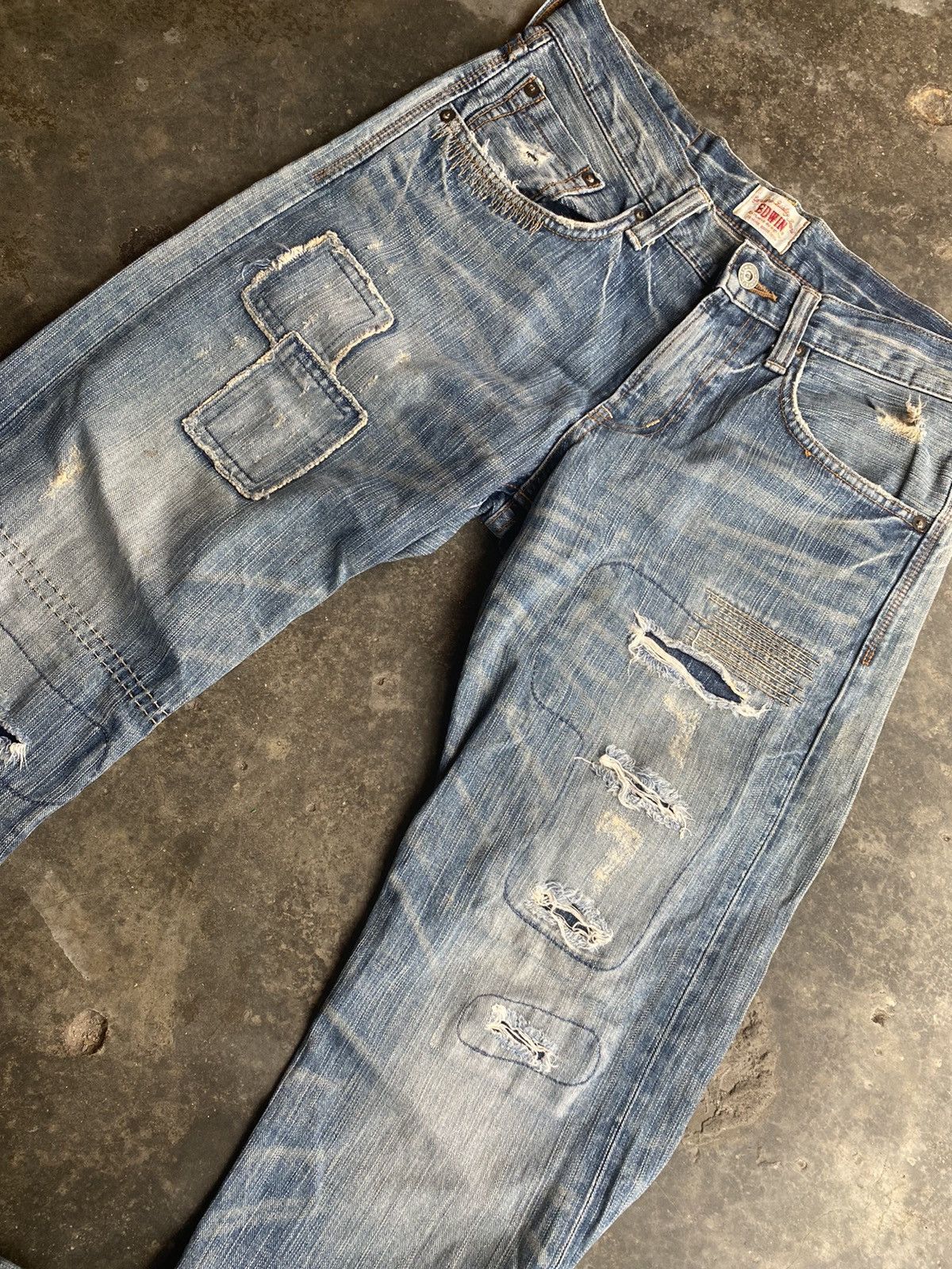 Edwin × Vintage Vintage Edwin Shasiko Boro Design Jeans Size US 32 / EU 48 - 5 Thumbnail