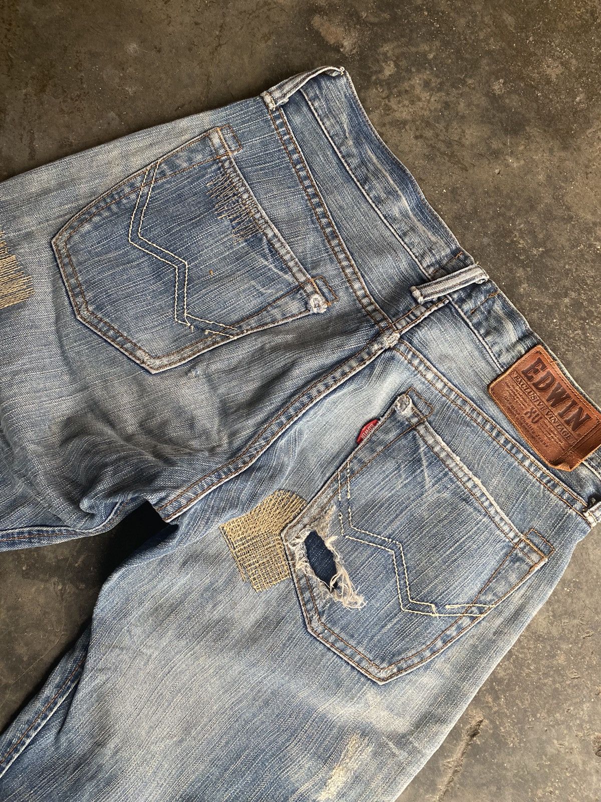 Edwin × Vintage Vintage Edwin Shasiko Boro Design Jeans Size US 32 / EU 48 - 4 Thumbnail