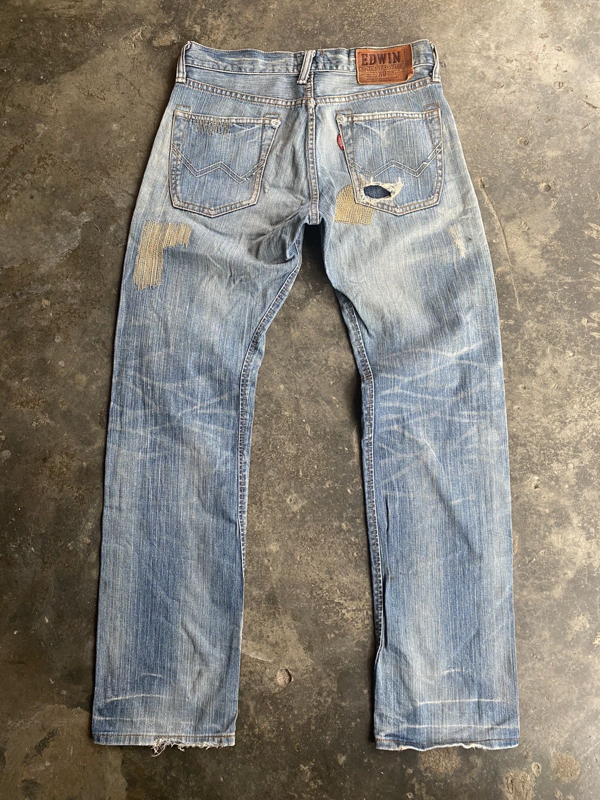 Edwin × Vintage Vintage Edwin Shasiko Boro Design Jeans Size US 32 / EU 48 - 2 Thumbnail