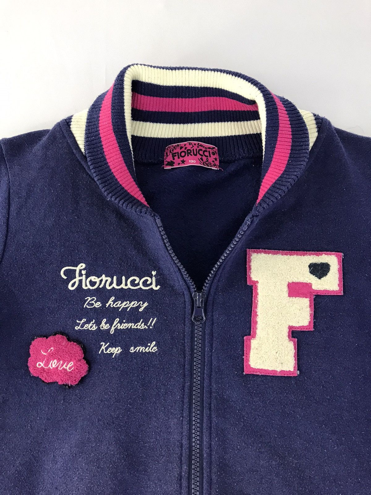 Fiorucci × Vintage Fiorucci Fleece Sweatshirt Jacket Zipper Striped Style Size M / US 6-8 / IT 42-44 - 4 Thumbnail