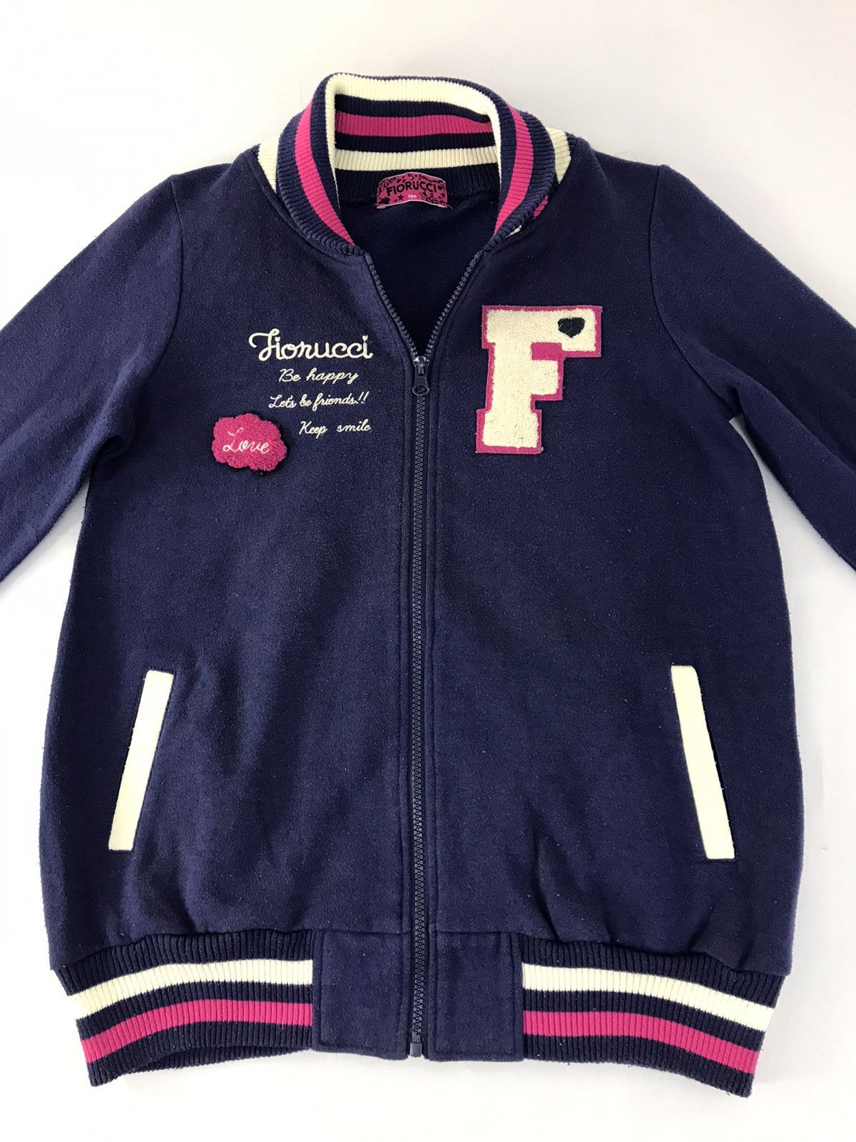 Fiorucci × Vintage Fiorucci Fleece Sweatshirt Jacket Zipper Striped Style Size M / US 6-8 / IT 42-44 - 3 Thumbnail