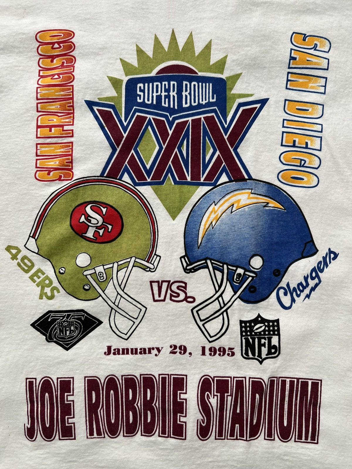 Vintage 90s Superbowl XXIX Chargers vs 49ers Champions Tee