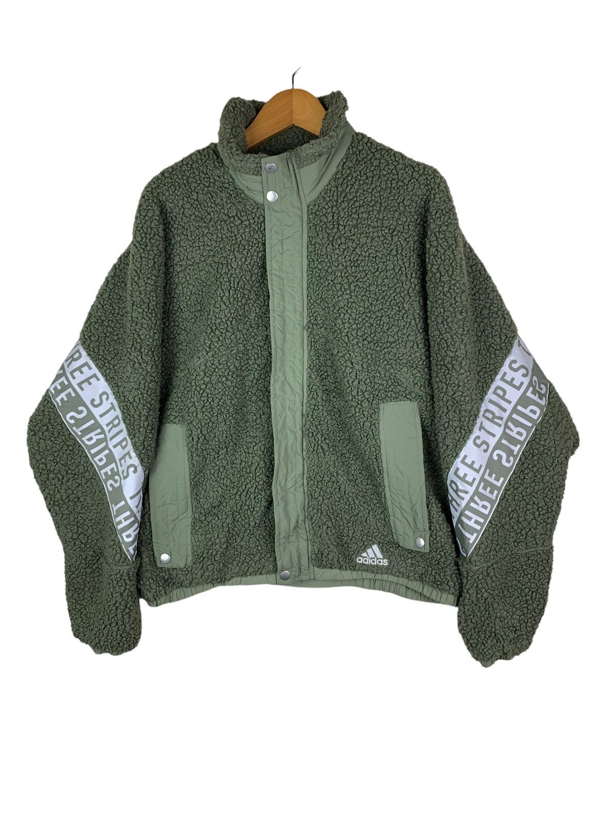 Adidas × Vintage Adidas Three Stripes Fleece Bomber Style Jacket Size US S / EU 44-46 / 1 - 1 Thumbnail