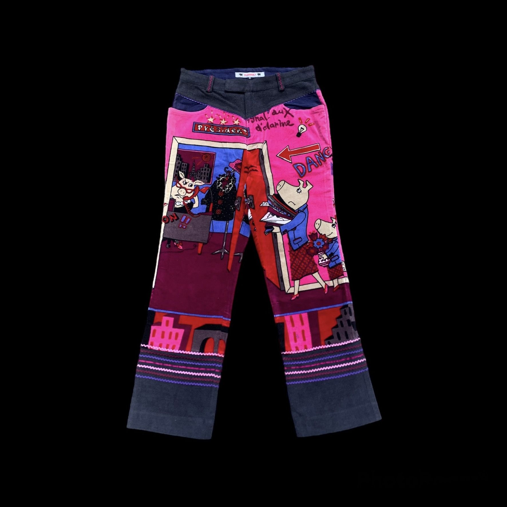 image of Avant Garde x Hysteric Glamour Vintage Piggy Olleborebla Velvet Multicolor Pants, Women's (Size 28)