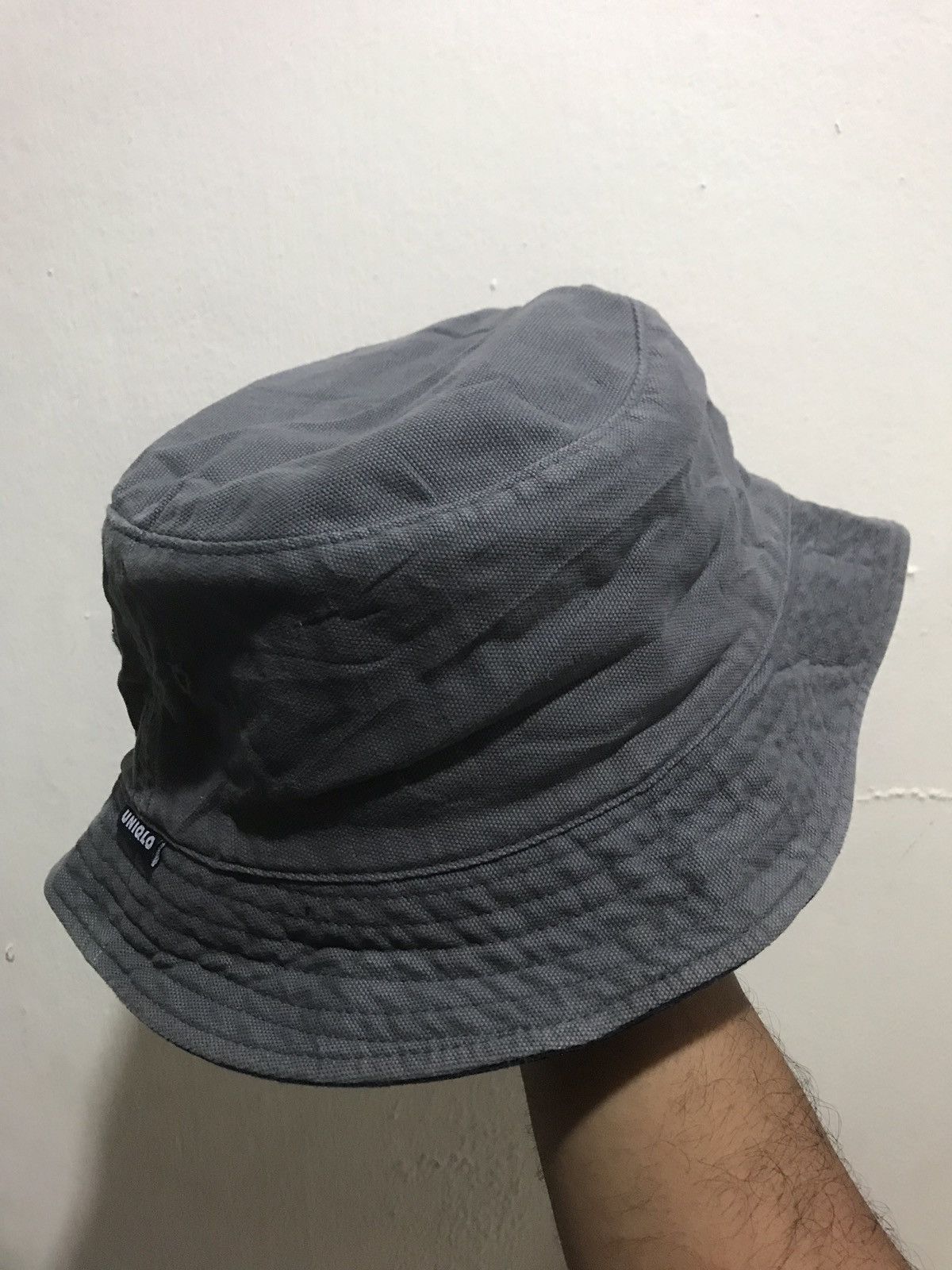 image of Vintage Uniqlo Reversible Bucket Hat in Grey, Men's