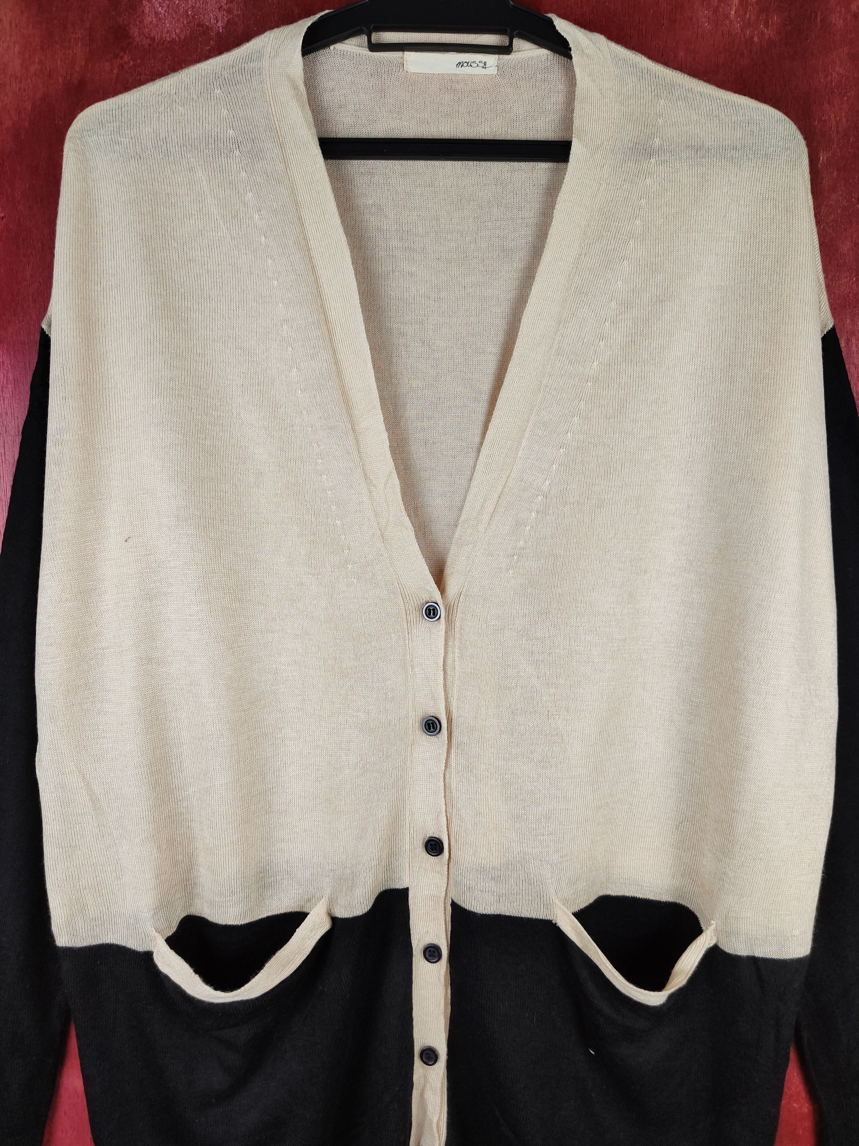 Japanese Brand × MOUSSY Moussy Black/Brown Knitwear Cardigan #S1108 Size L / US 10 / IT 46 - 2 Thumbnail