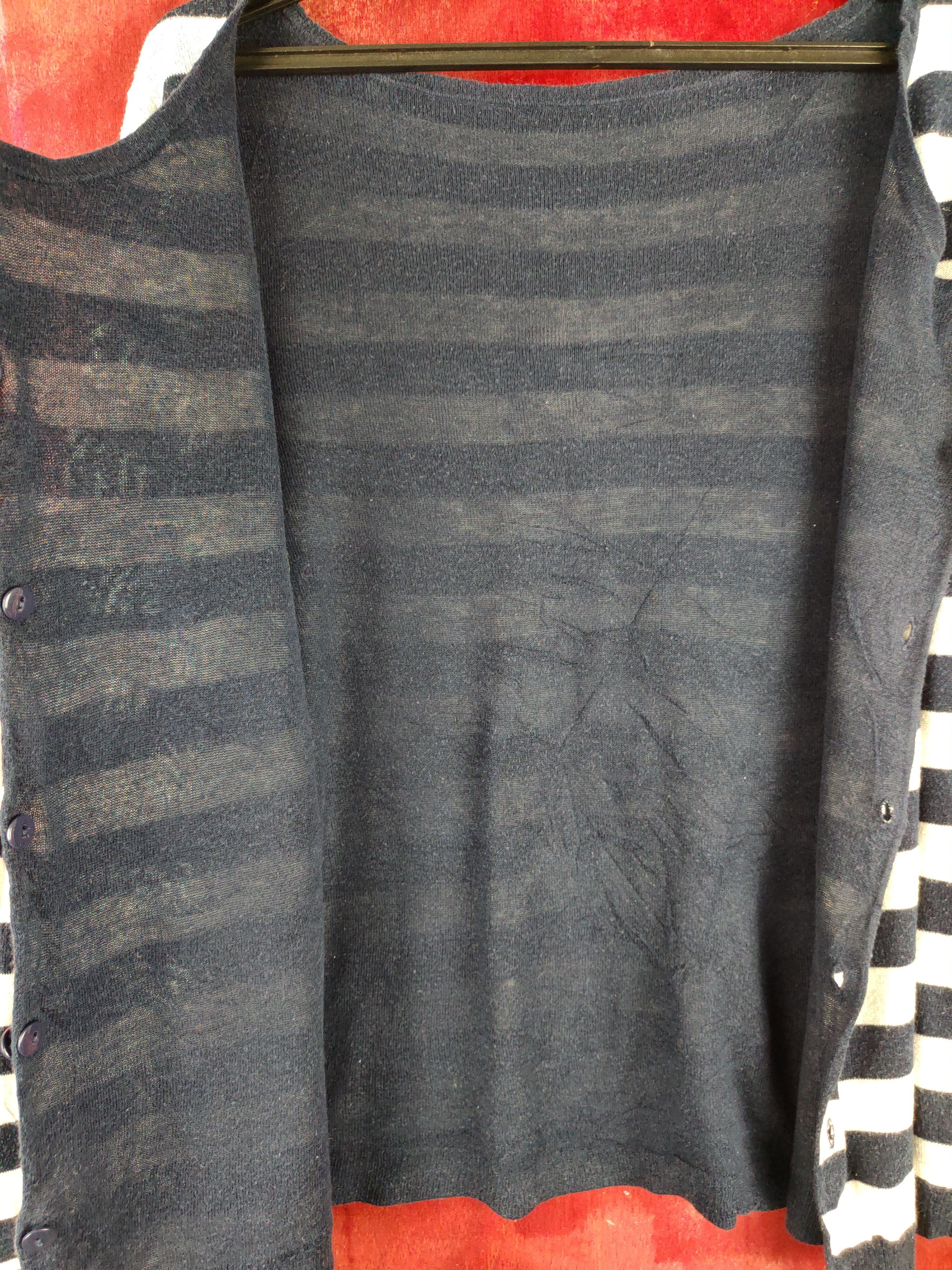 Japanese Brand × Solid and Striped Japanese Navy White Stripe Knitwear Cardigan #S1105 Size M / US 6-8 / IT 42-44 - 4 Thumbnail