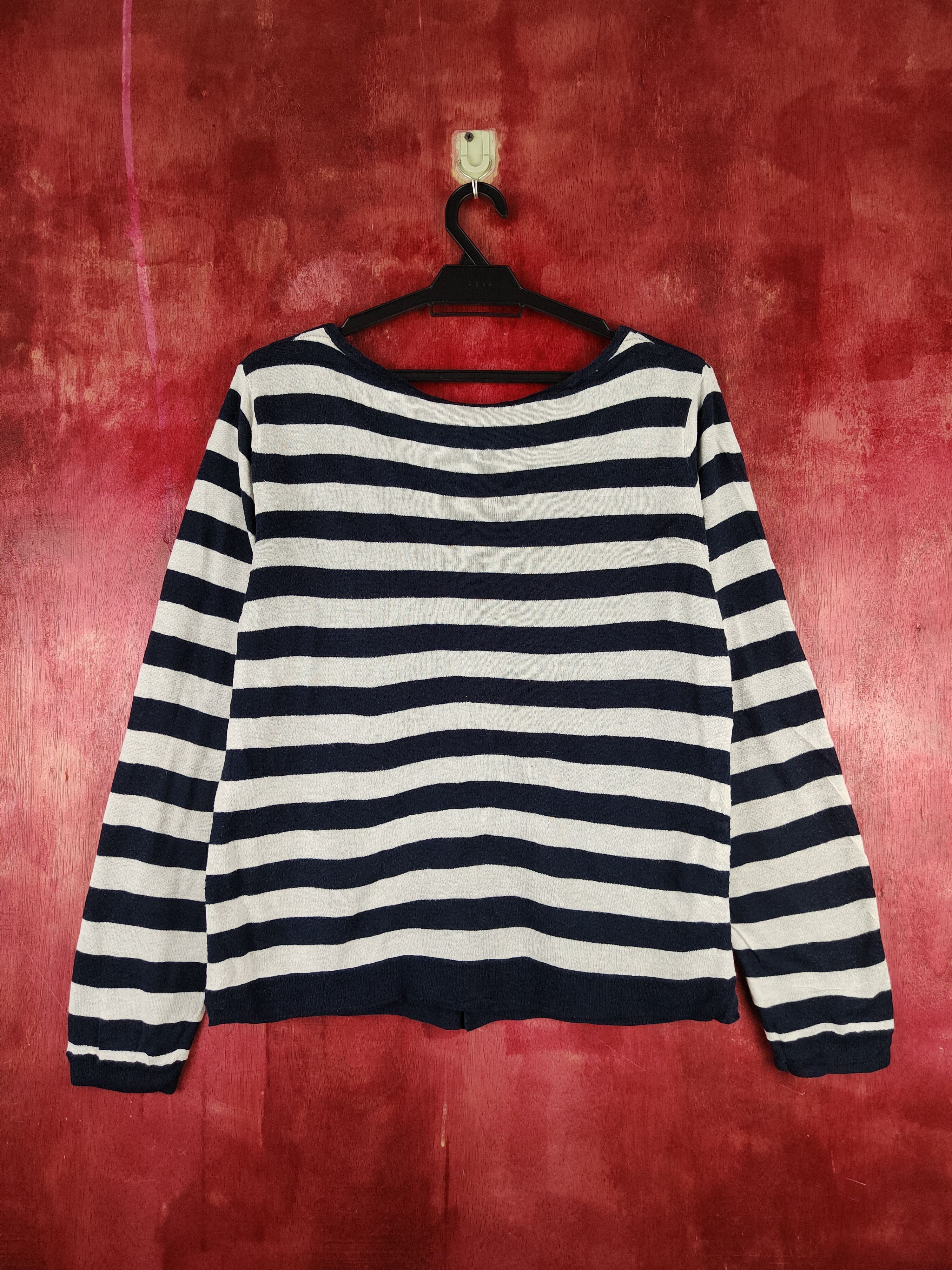 Japanese Brand × Solid and Striped Japanese Navy White Stripe Knitwear Cardigan #S1105 Size M / US 6-8 / IT 42-44 - 11 Thumbnail