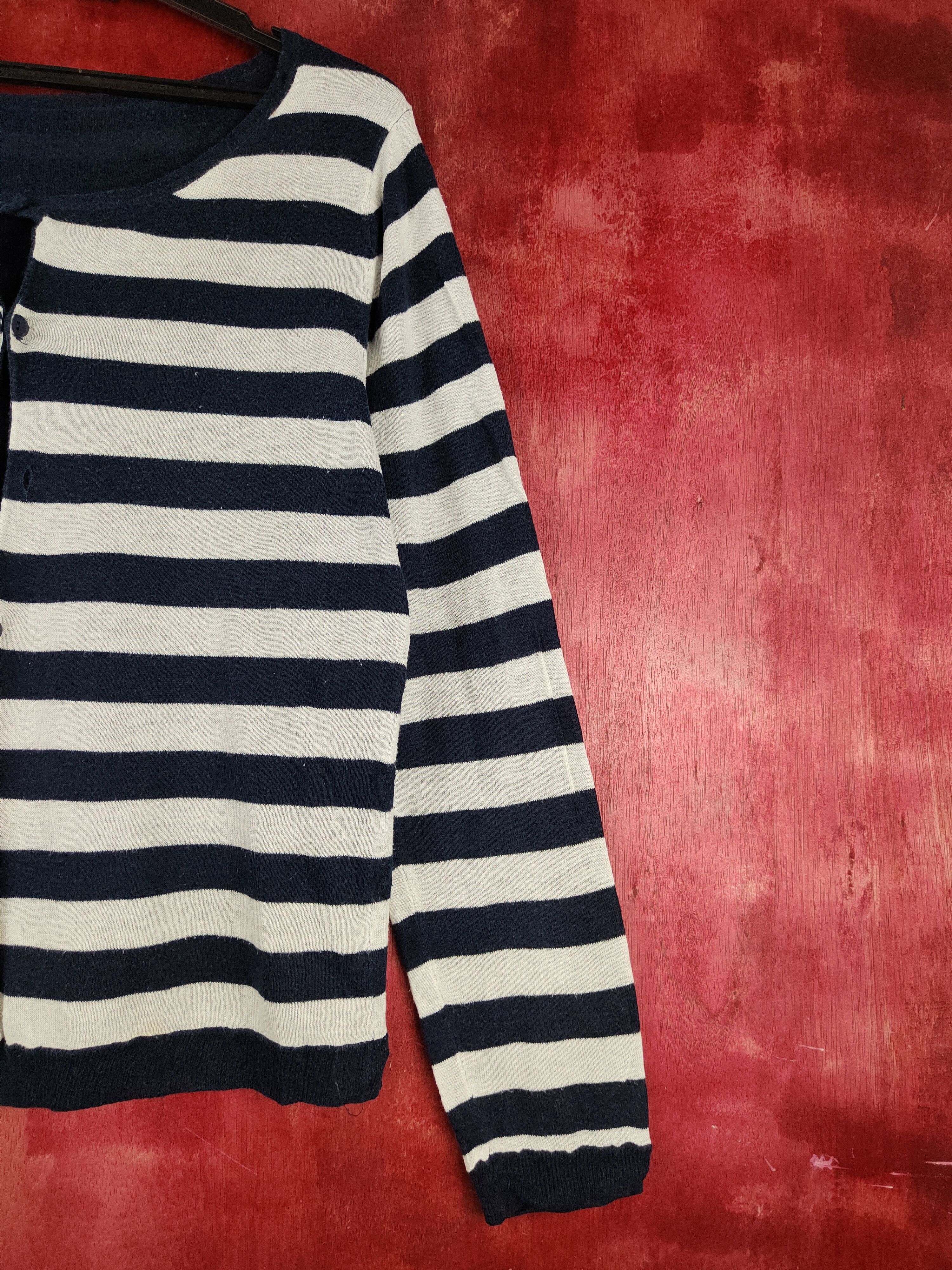 Japanese Brand × Solid and Striped Japanese Navy White Stripe Knitwear Cardigan #S1105 Size M / US 6-8 / IT 42-44 - 9 Thumbnail