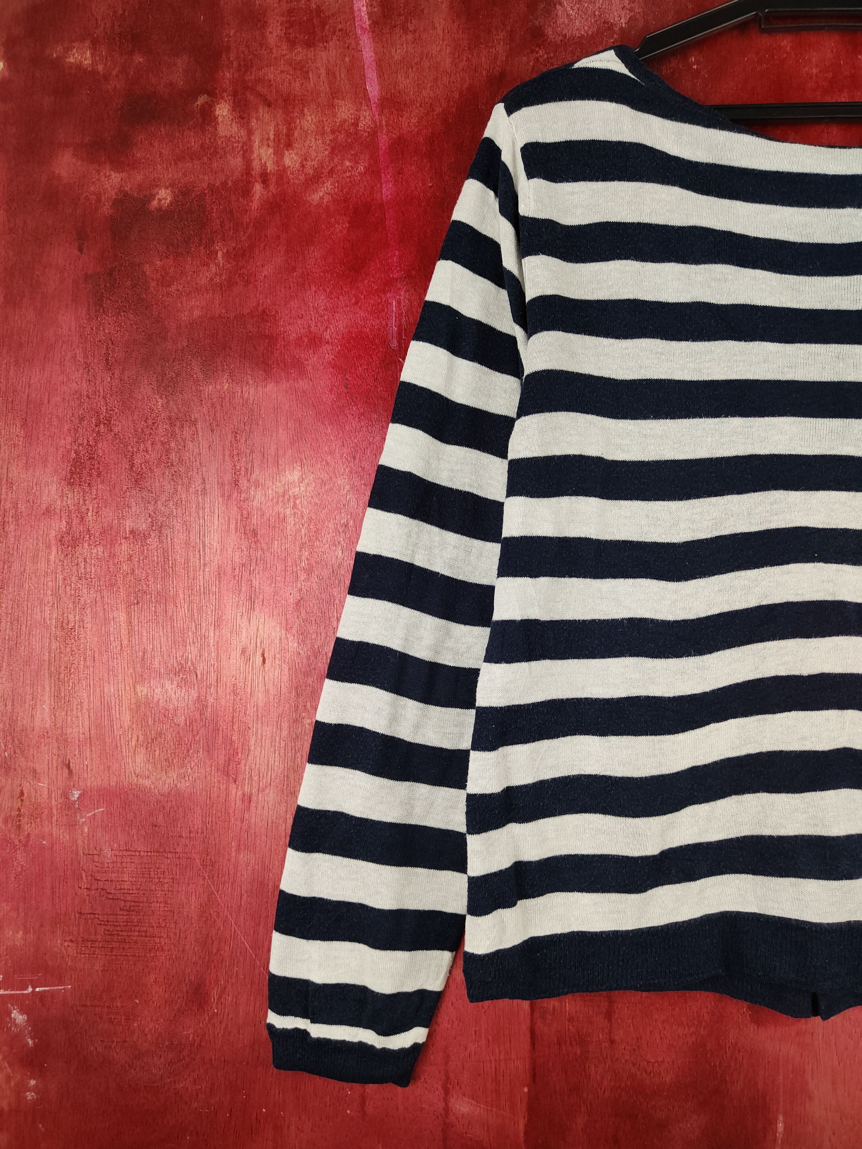 Japanese Brand × Solid and Striped Japanese Navy White Stripe Knitwear Cardigan #S1105 Size M / US 6-8 / IT 42-44 - 12 Thumbnail