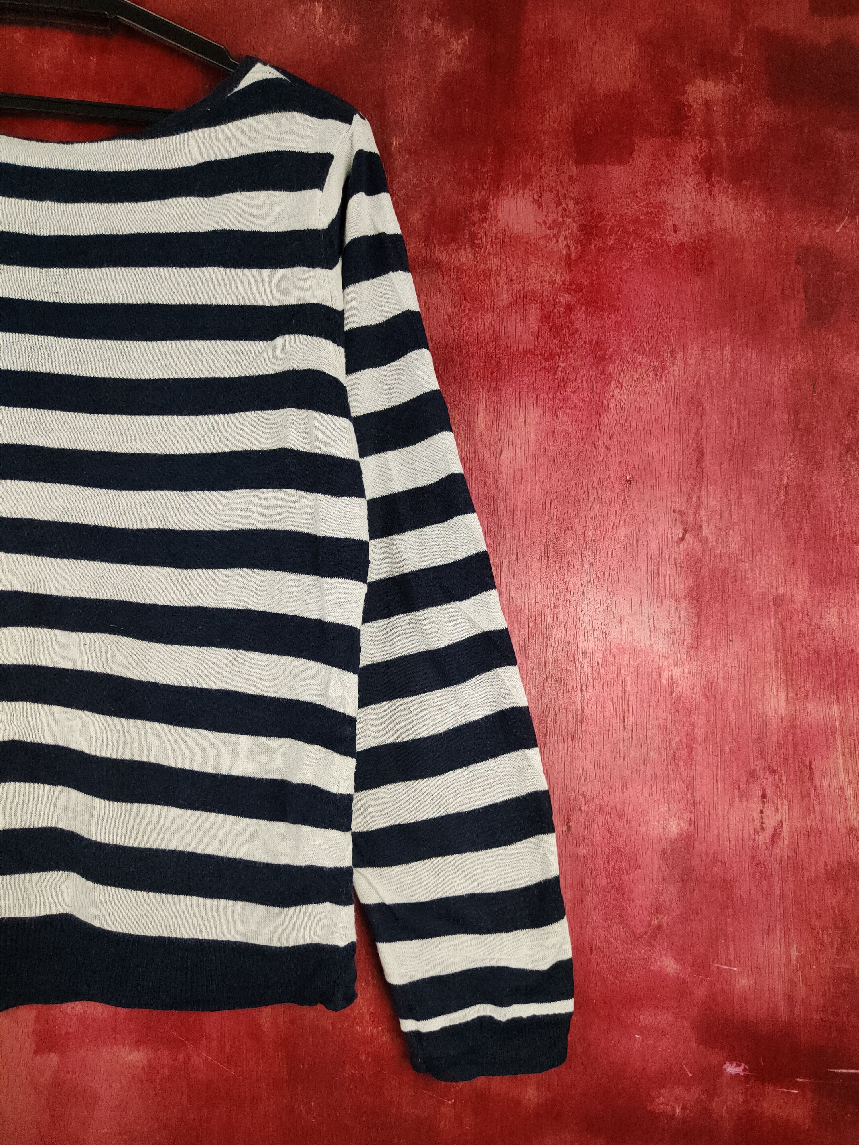 Japanese Brand × Solid and Striped Japanese Navy White Stripe Knitwear Cardigan #S1105 Size M / US 6-8 / IT 42-44 - 13 Thumbnail