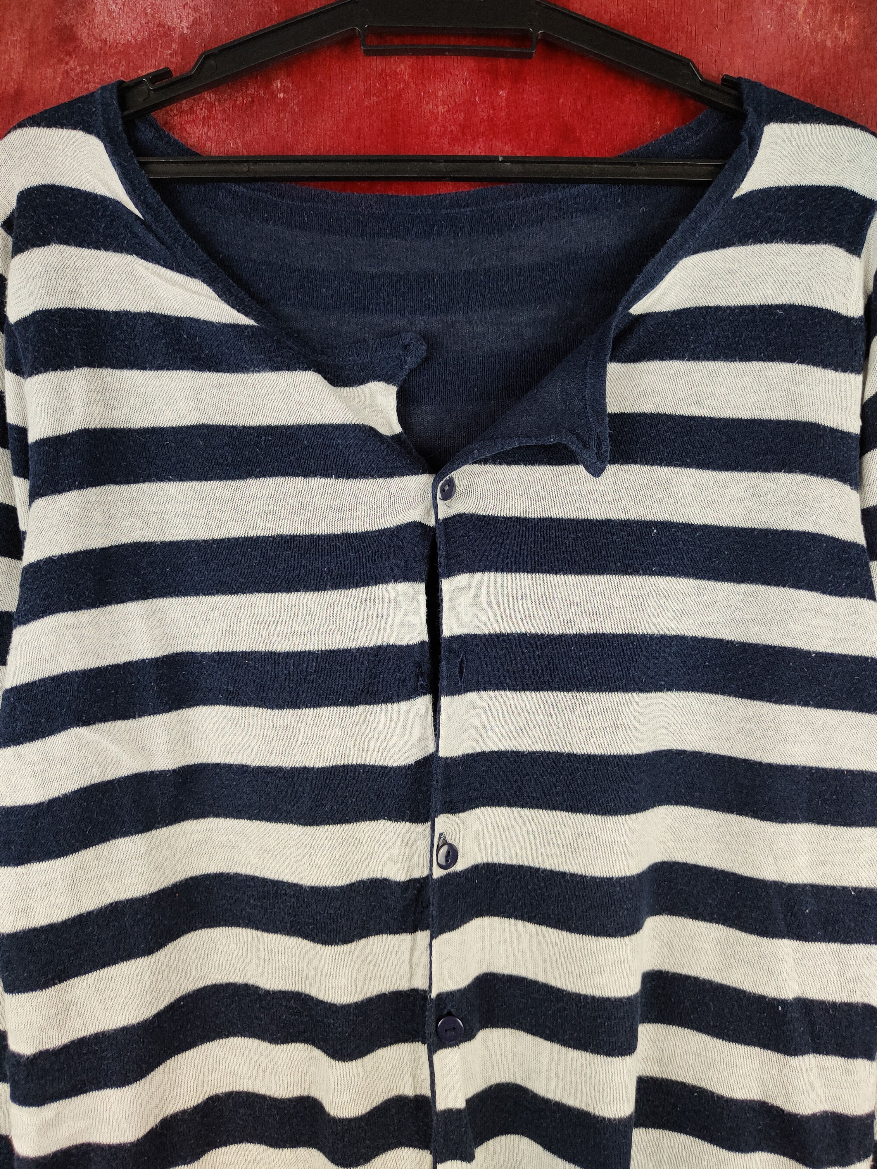 Japanese Brand × Solid and Striped Japanese Navy White Stripe Knitwear Cardigan #S1105 Size M / US 6-8 / IT 42-44 - 2 Thumbnail