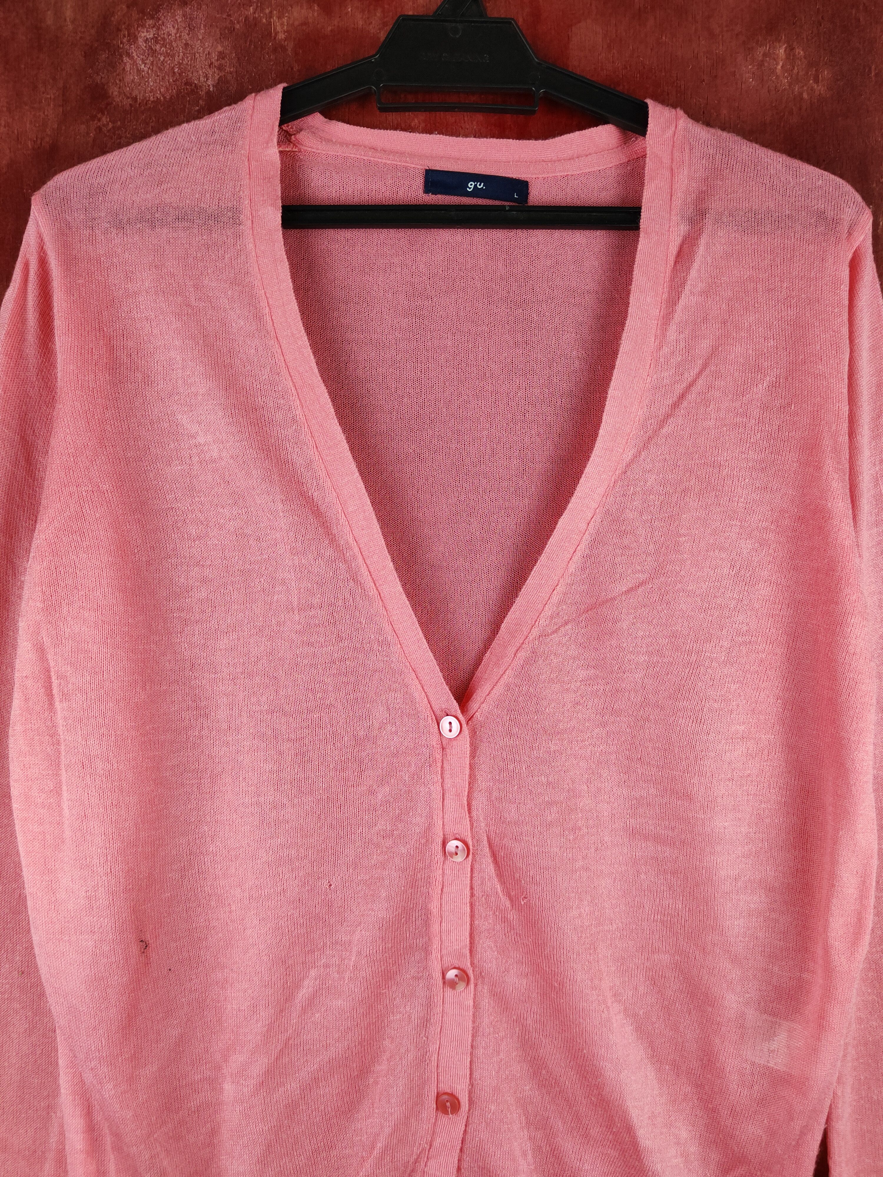 Japanese Brand g.u. Peach Crochet Meshnet Knitwear Cardigan #S1093 Size L / US 10 / IT 46 - 2 Thumbnail
