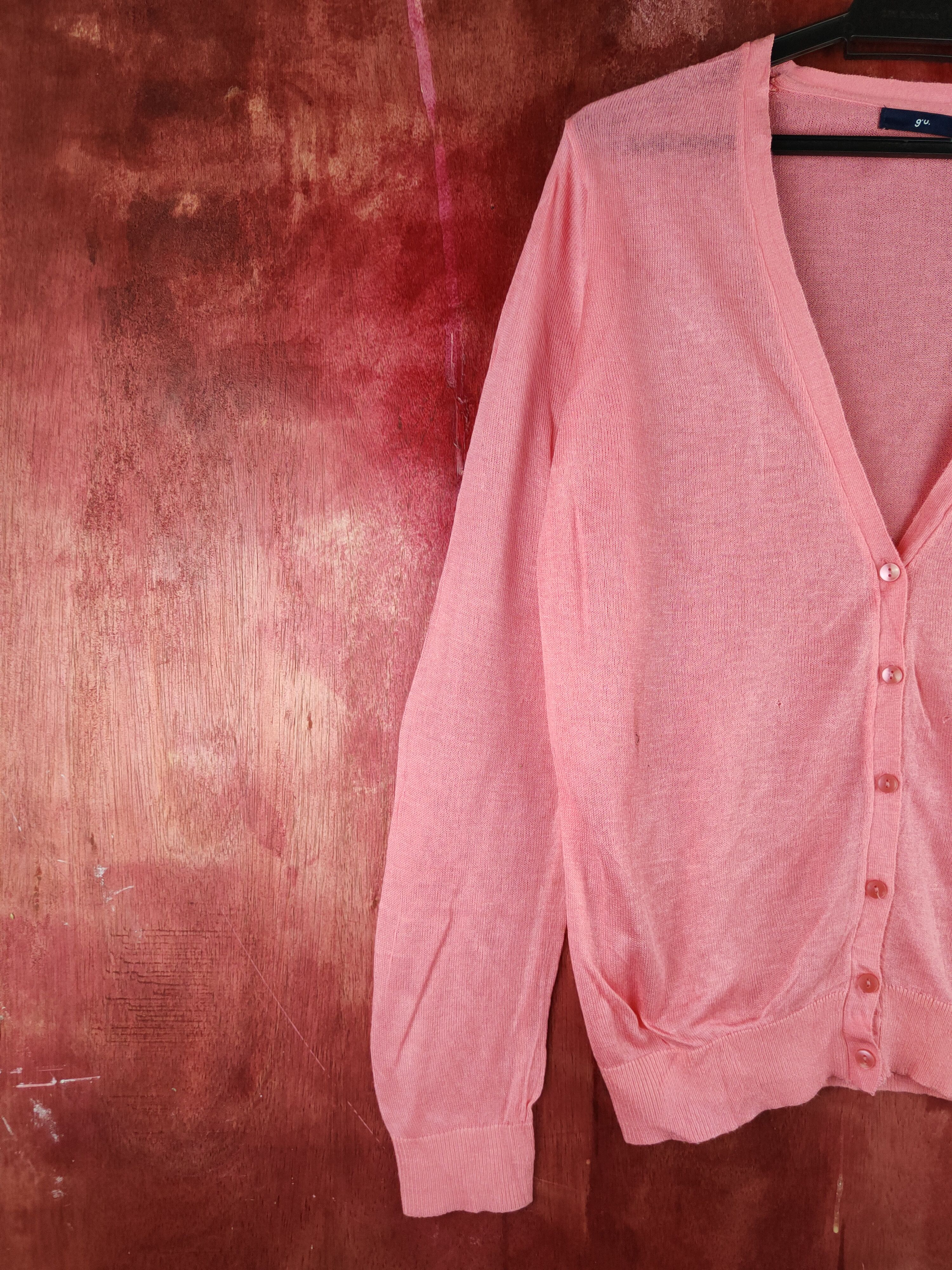 Japanese Brand g.u. Peach Crochet Meshnet Knitwear Cardigan #S1093 Size L / US 10 / IT 46 - 3 Thumbnail