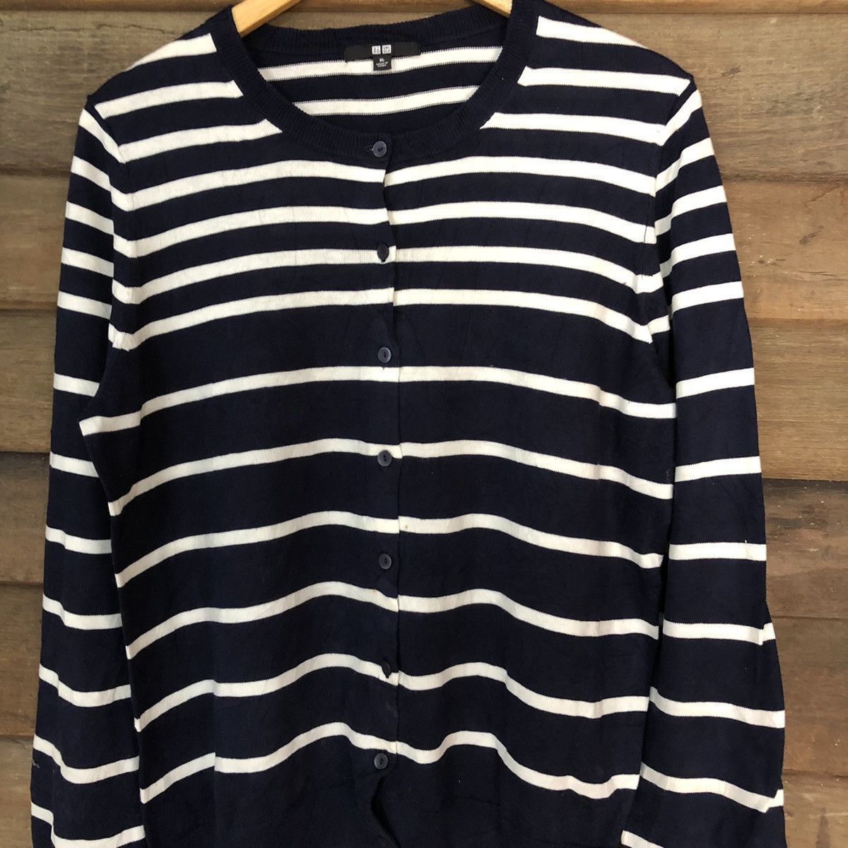 Solid and Striped Uniqlo Dark Blue Stripe Patterned Cardigans #7268 Size XL / US 12-14 / IT 48-50 - 5 Thumbnail