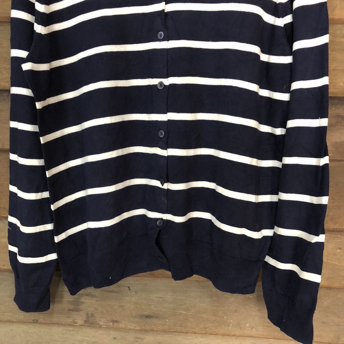 Solid and Striped Uniqlo Dark Blue Stripe Patterned Cardigans #7268 Size XL / US 12-14 / IT 48-50 - 6 Thumbnail