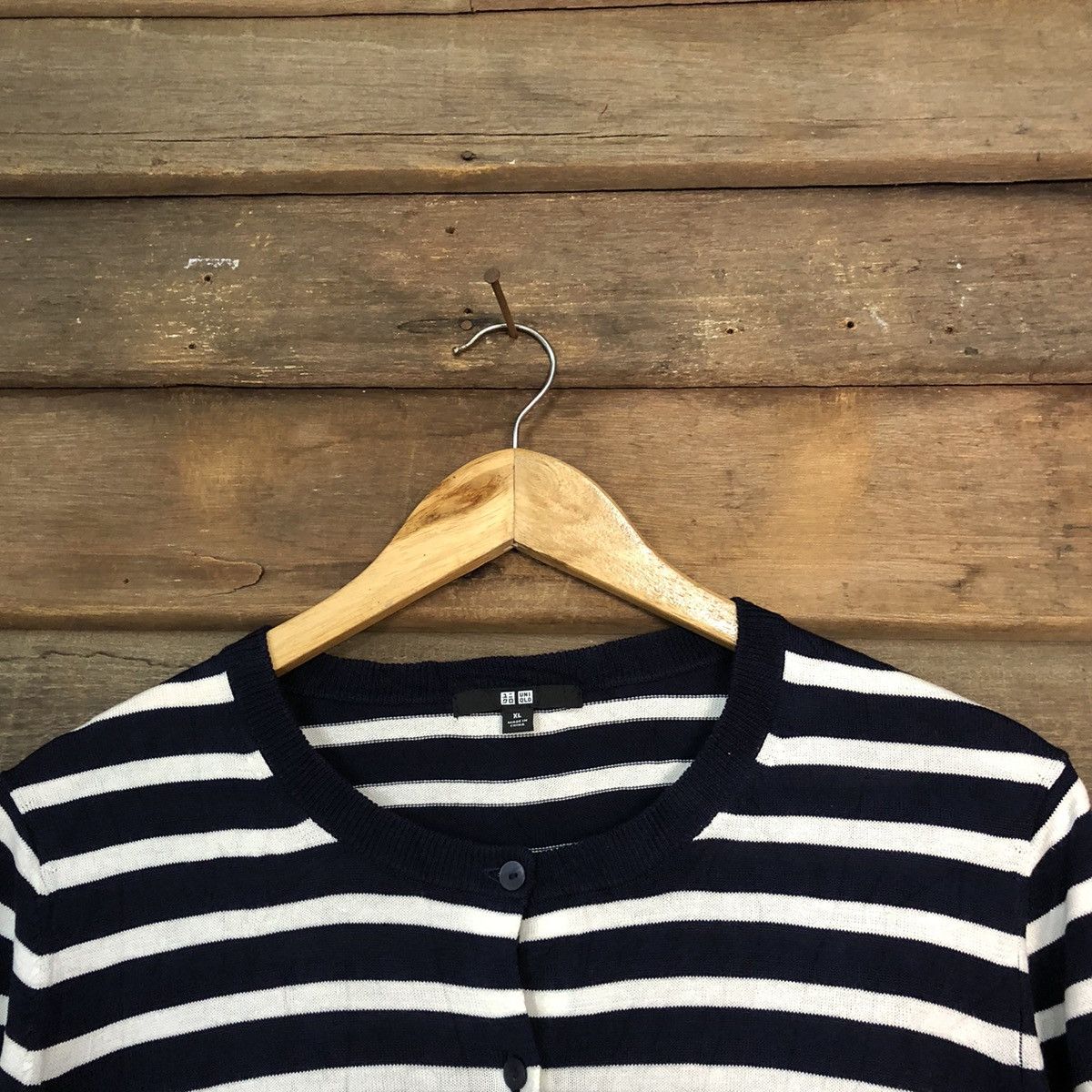 Solid and Striped Uniqlo Dark Blue Stripe Patterned Cardigans #7268 Size XL / US 12-14 / IT 48-50 - 4 Thumbnail