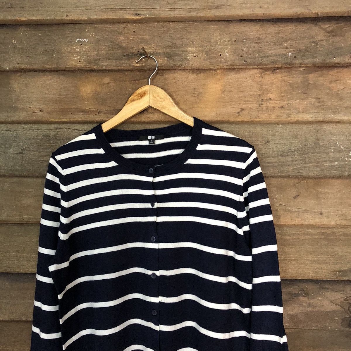 Solid and Striped Uniqlo Dark Blue Stripe Patterned Cardigans #7268 Size XL / US 12-14 / IT 48-50 - 2 Thumbnail