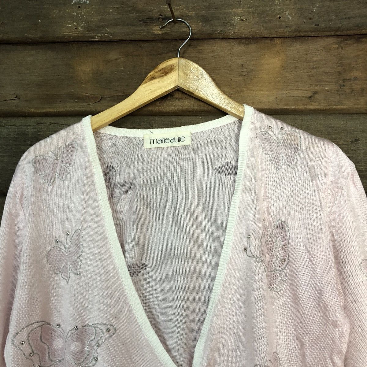Homespun Knitwear × Japanese Brand Maneaure knitwear Pink pattern Cardigan vintage japan #7267 Size M / US 6-8 / IT 42-44 - 4 Thumbnail