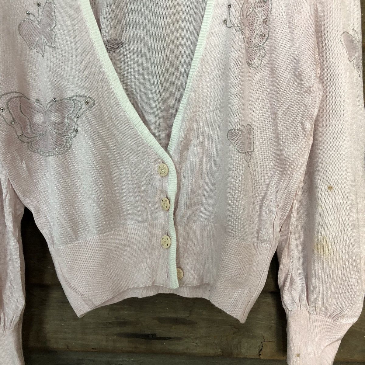 Homespun Knitwear × Japanese Brand Maneaure knitwear Pink pattern Cardigan vintage japan #7267 Size M / US 6-8 / IT 42-44 - 5 Thumbnail