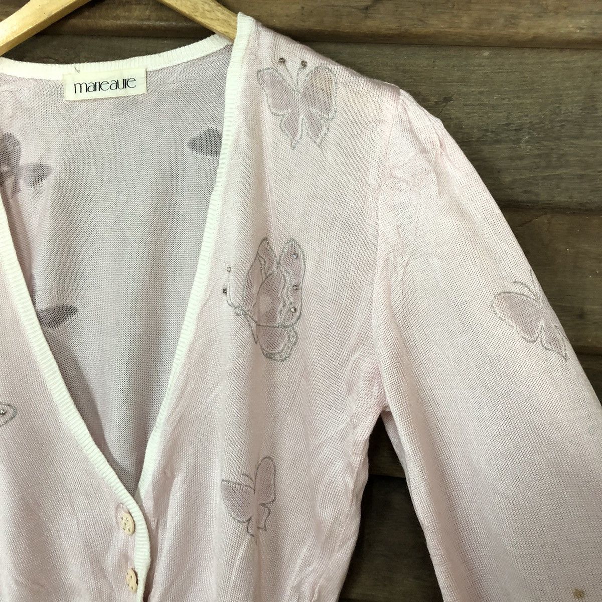 Homespun Knitwear × Japanese Brand Maneaure knitwear Pink pattern Cardigan vintage japan #7267 Size M / US 6-8 / IT 42-44 - 7 Thumbnail