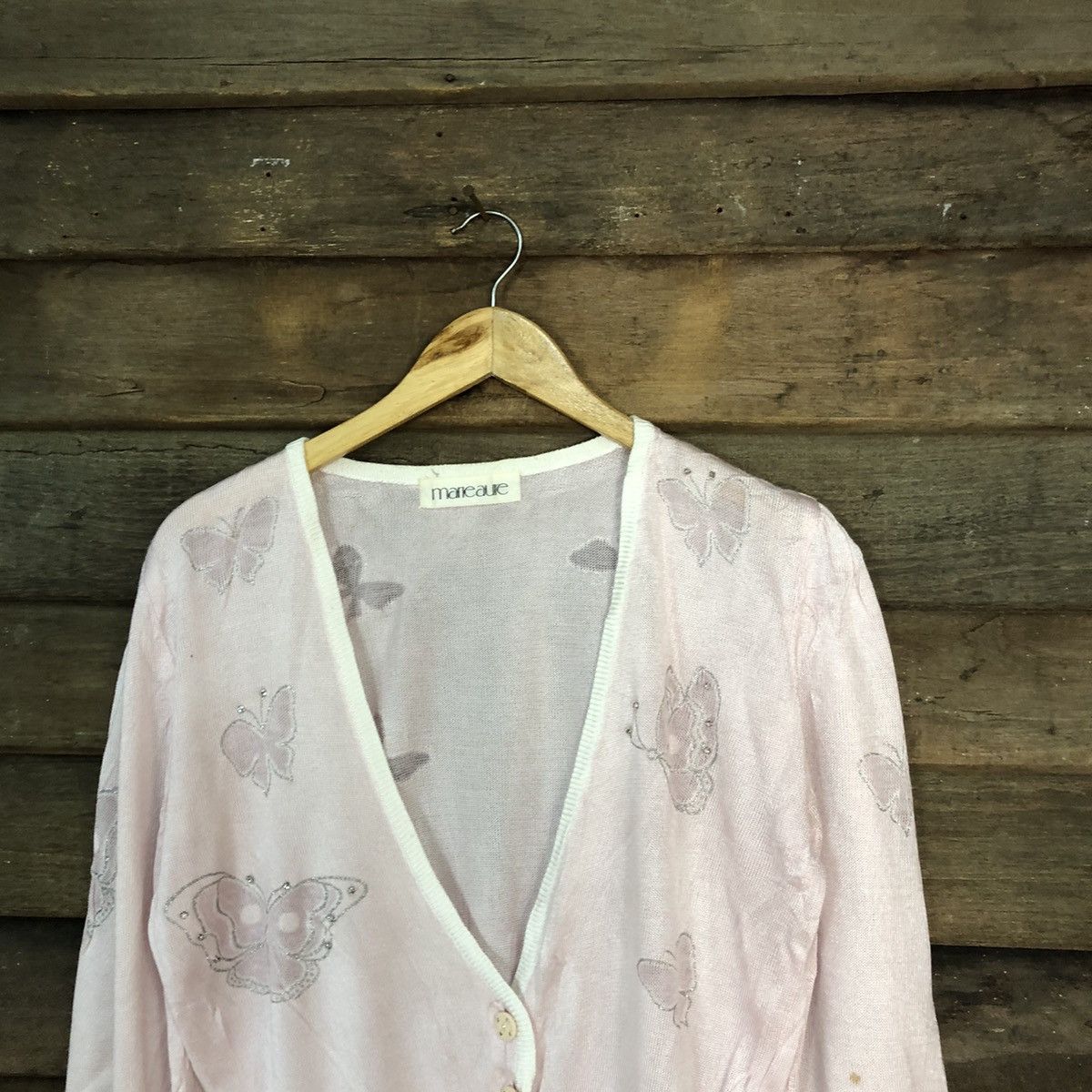 Homespun Knitwear × Japanese Brand Maneaure knitwear Pink pattern Cardigan vintage japan #7267 Size M / US 6-8 / IT 42-44 - 2 Thumbnail
