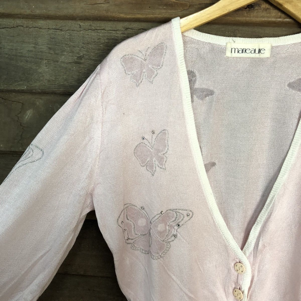 Homespun Knitwear × Japanese Brand Maneaure knitwear Pink pattern Cardigan vintage japan #7267 Size M / US 6-8 / IT 42-44 - 6 Thumbnail