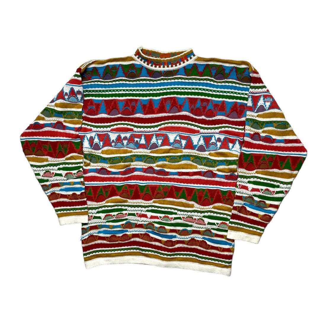 Vintage Multi Colour 3d Cable Knit Swaeter Coogi Style