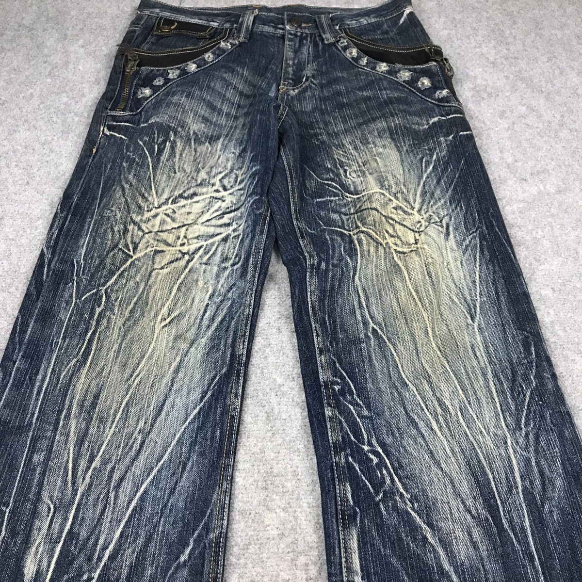 Japanese Brand FLARED DENIM💀TRIXY DENIM BAGGY PANTS Size US 32 / EU 48 - 2 Thumbnail
