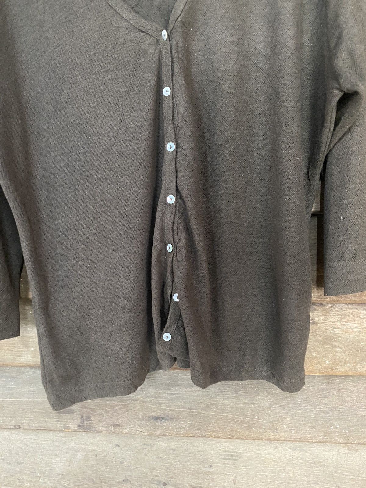 Homespun Knitwear Mellme Dark Brown Cardigan vintage knitwear #7257 Size L / US 10 / IT 46 - 6 Thumbnail