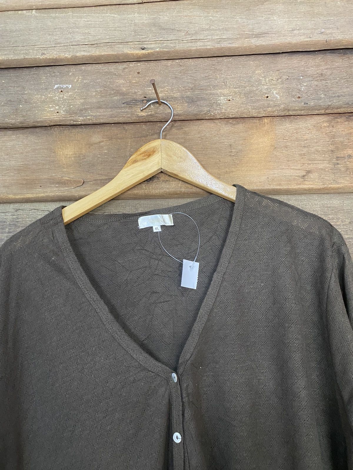 Homespun Knitwear Mellme Dark Brown Cardigan vintage knitwear #7257 Size L / US 10 / IT 46 - 4 Thumbnail