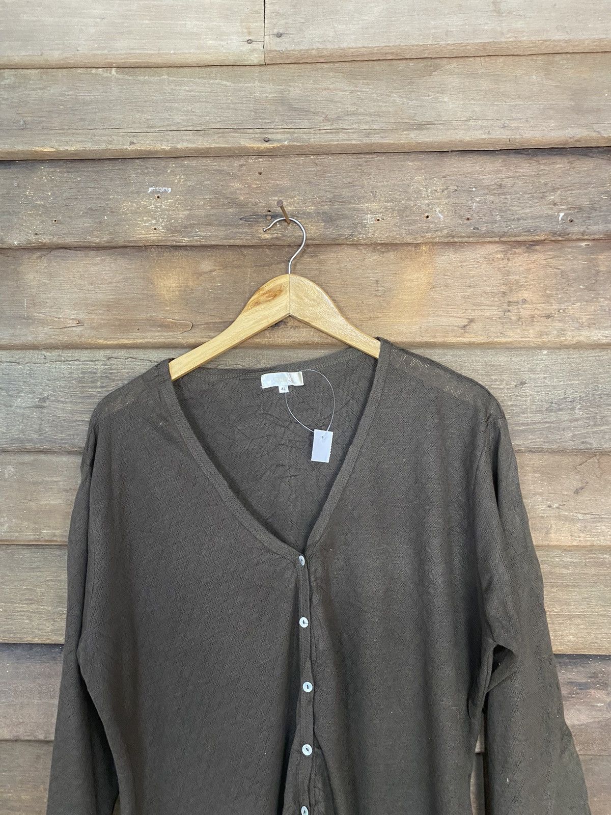 Homespun Knitwear Mellme Dark Brown Cardigan vintage knitwear #7257 Size L / US 10 / IT 46 - 2 Thumbnail