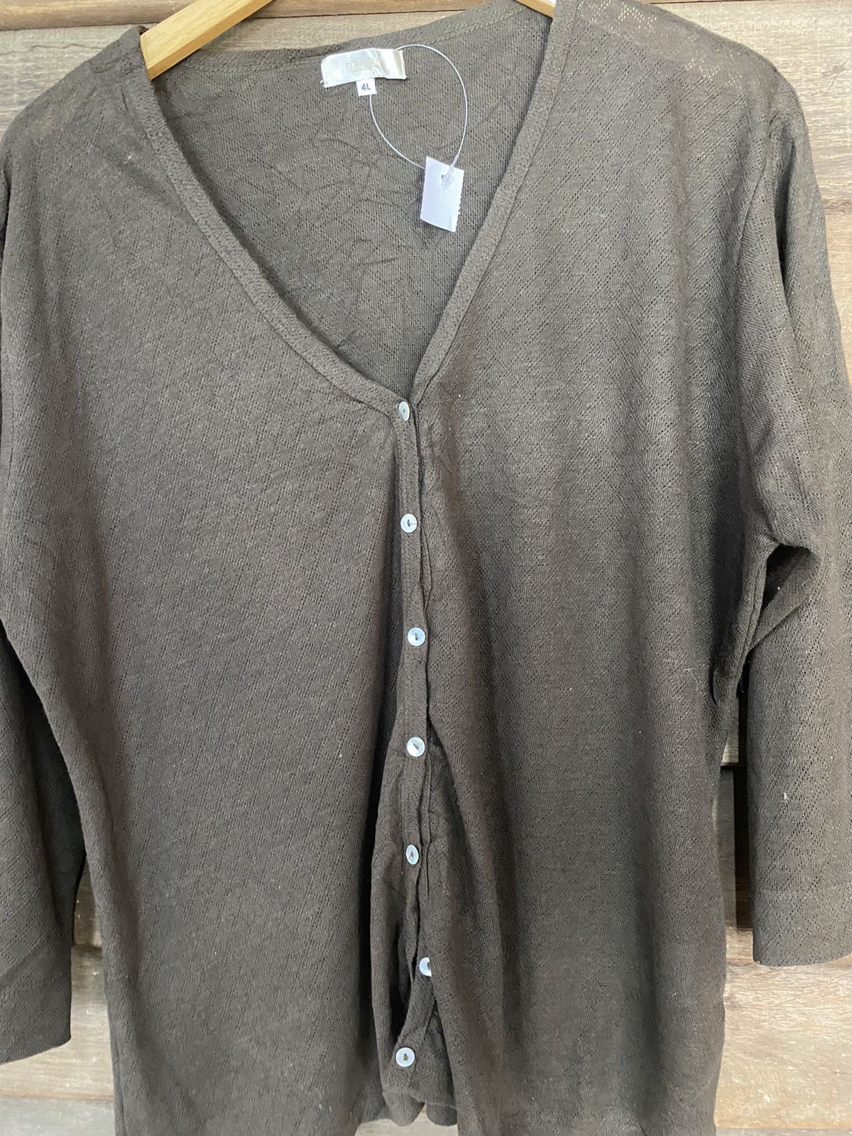Homespun Knitwear Mellme Dark Brown Cardigan vintage knitwear #7257 Size L / US 10 / IT 46 - 5 Thumbnail